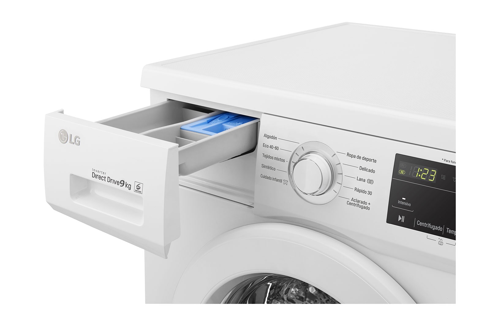 Máquina de lavar roupa LG F4J3VY3W, 9 kg, eficiência energética D, 1400 r.p.m., Inverter Direct Drive™, Steam™, branco