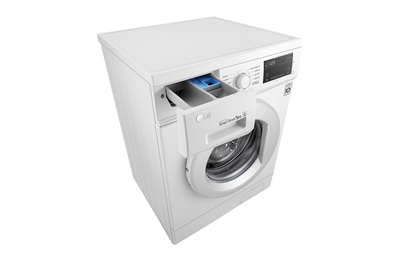 Máquina de lavar roupa LG F4J3VY3W, 9 kg, eficiência energética D, 1400 r.p.m., Inverter Direct Drive™, Steam™, branco