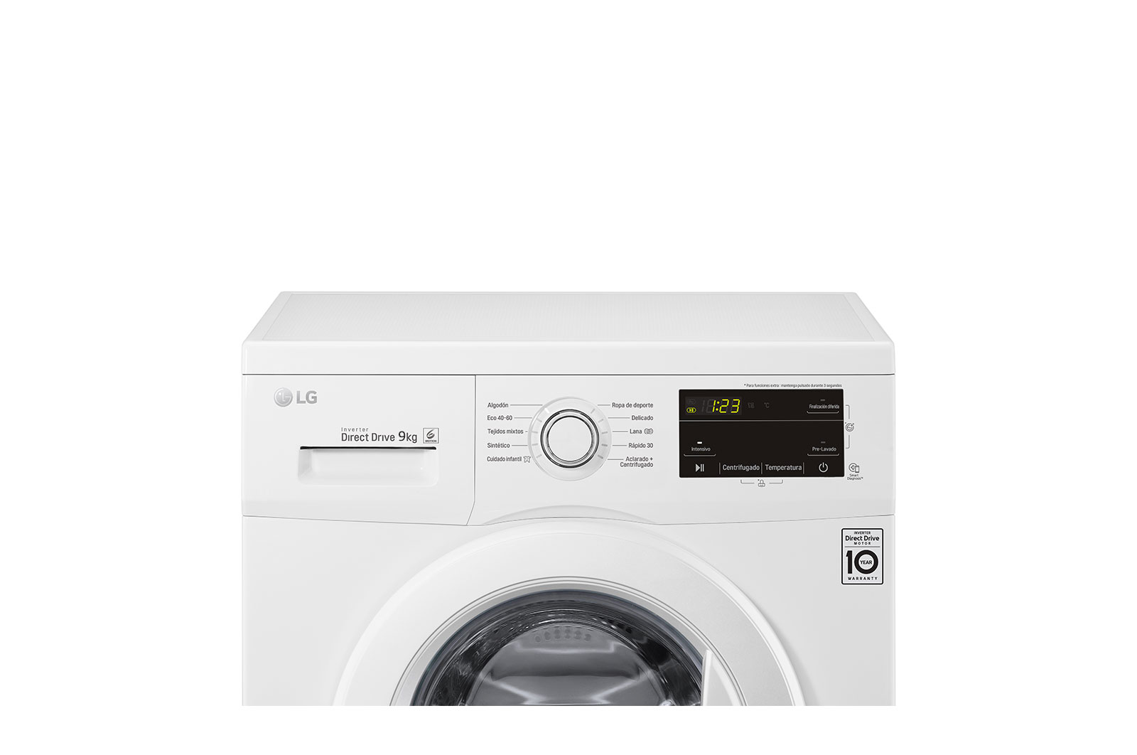 Máquina de lavar roupa LG F4J3VY3W, 9 kg, eficiência energética D, 1400 r.p.m., Inverter Direct Drive™, Steam™, branco